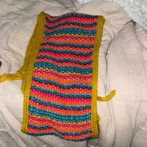 Natural Life Multicolor Knit Scarf with Yellow Trim